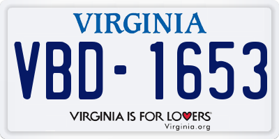 VA license plate VBD1653