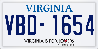 VA license plate VBD1654