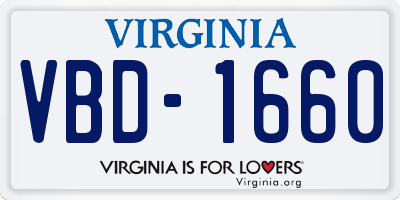 VA license plate VBD1660