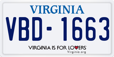 VA license plate VBD1663