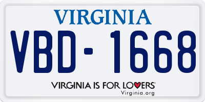 VA license plate VBD1668