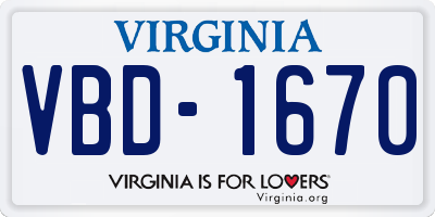 VA license plate VBD1670