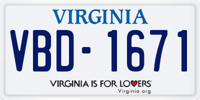 VA license plate VBD1671