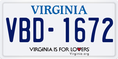 VA license plate VBD1672