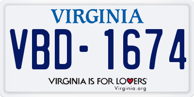 VA license plate VBD1674