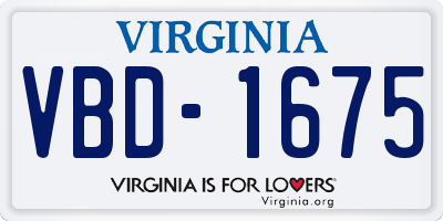 VA license plate VBD1675