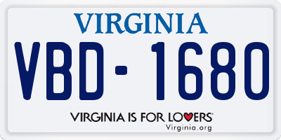 VA license plate VBD1680
