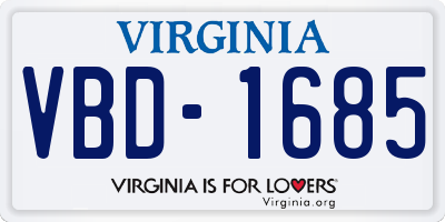 VA license plate VBD1685