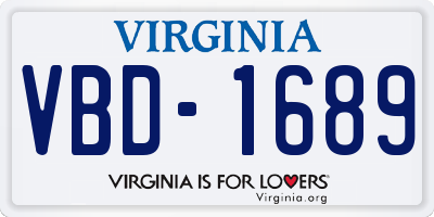 VA license plate VBD1689