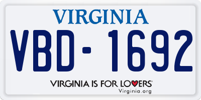 VA license plate VBD1692