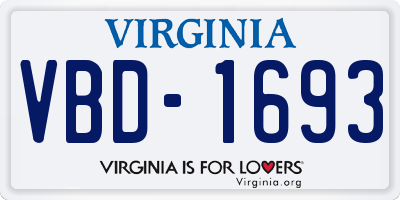 VA license plate VBD1693