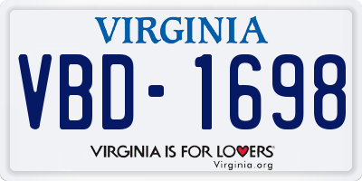 VA license plate VBD1698