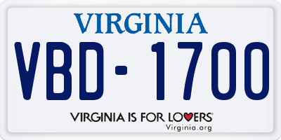 VA license plate VBD1700