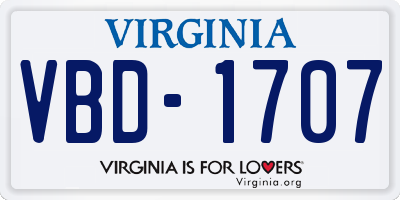 VA license plate VBD1707