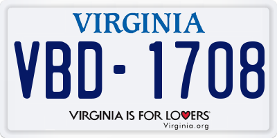 VA license plate VBD1708
