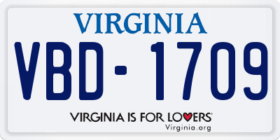 VA license plate VBD1709