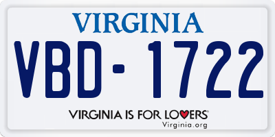 VA license plate VBD1722