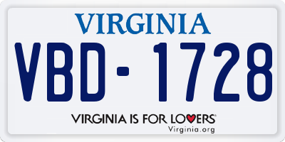 VA license plate VBD1728