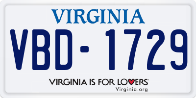 VA license plate VBD1729