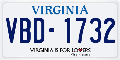 VA license plate VBD1732