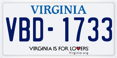 VA license plate VBD1733