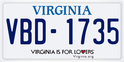 VA license plate VBD1735