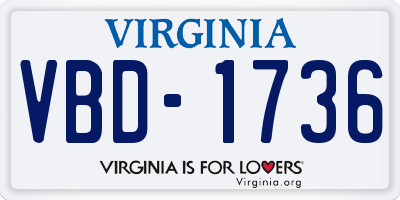VA license plate VBD1736