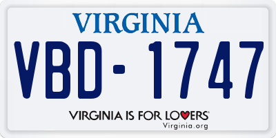 VA license plate VBD1747