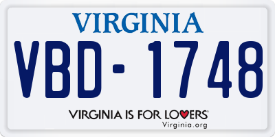 VA license plate VBD1748
