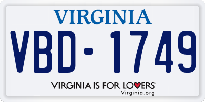VA license plate VBD1749
