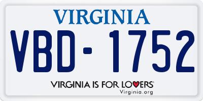 VA license plate VBD1752