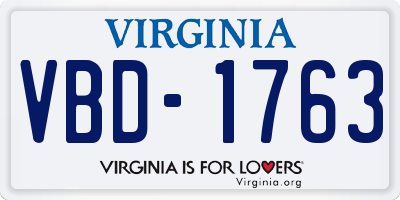 VA license plate VBD1763