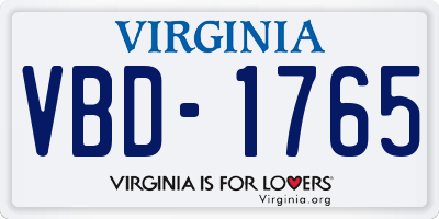 VA license plate VBD1765