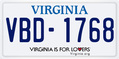 VA license plate VBD1768