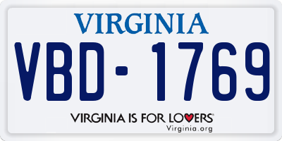 VA license plate VBD1769