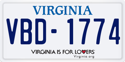 VA license plate VBD1774