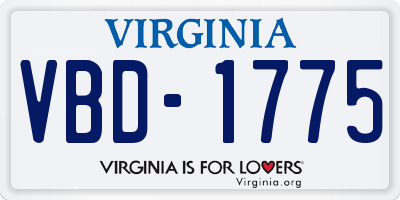 VA license plate VBD1775