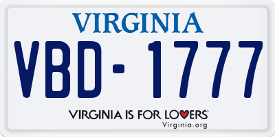VA license plate VBD1777