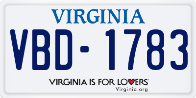 VA license plate VBD1783