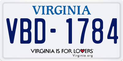VA license plate VBD1784