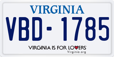 VA license plate VBD1785