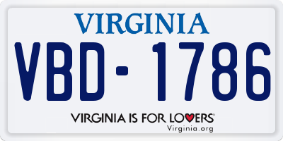 VA license plate VBD1786