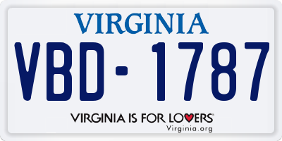 VA license plate VBD1787
