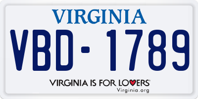 VA license plate VBD1789