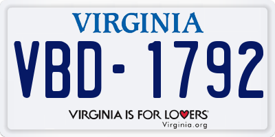 VA license plate VBD1792