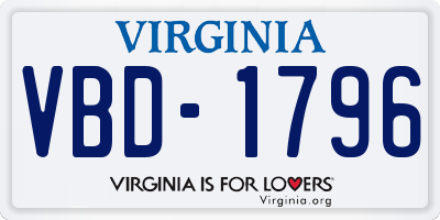 VA license plate VBD1796