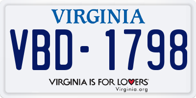 VA license plate VBD1798