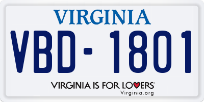 VA license plate VBD1801