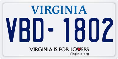 VA license plate VBD1802