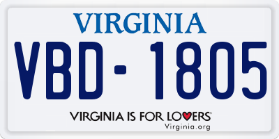 VA license plate VBD1805